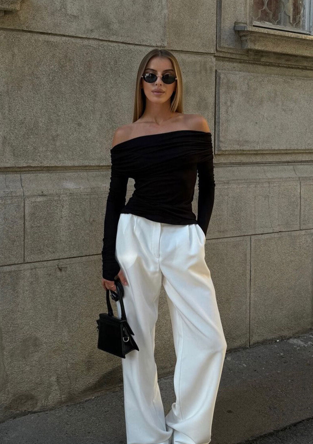 ♡ Schulterfreier Langarm-Pullover