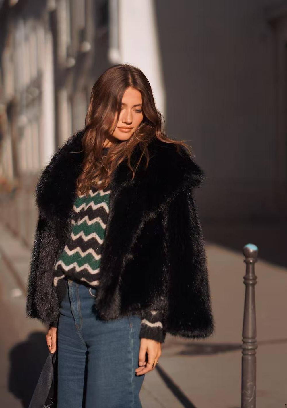 ♡ Kurz Kunstpelz-Jacke