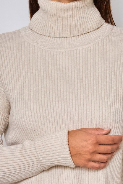 ♡ Rippstrick-Rollkragen Pullover, kurz