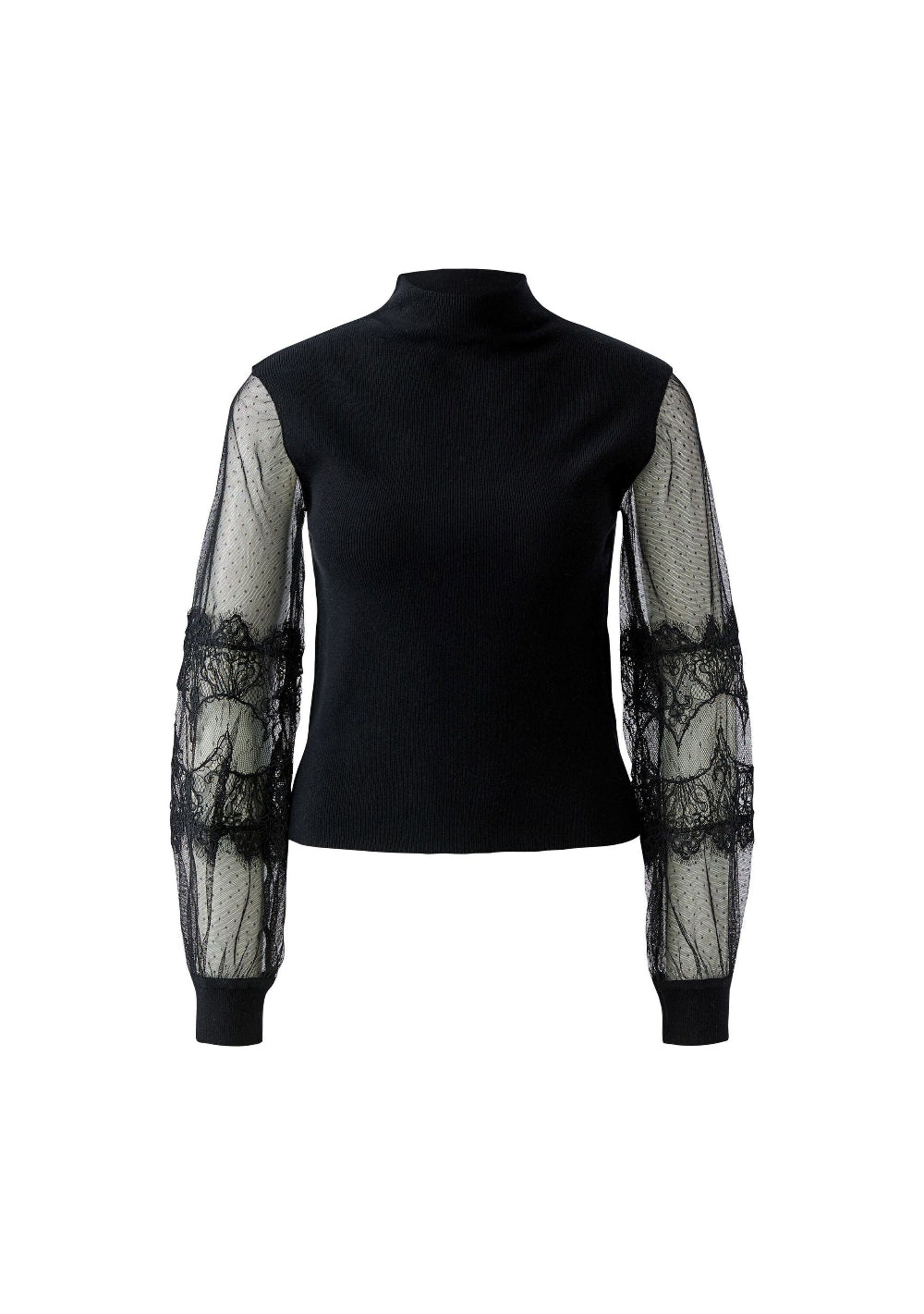 ♡ Spitzen-Bluse mit transparenten Ärmeln