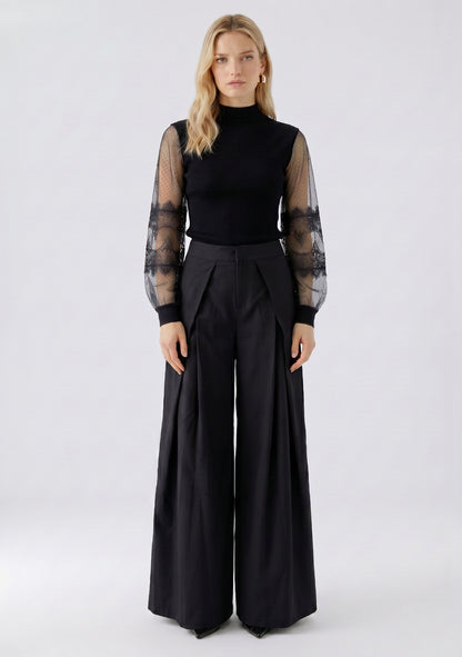 ♡ Spitzen-Bluse mit transparenten Ärmeln
