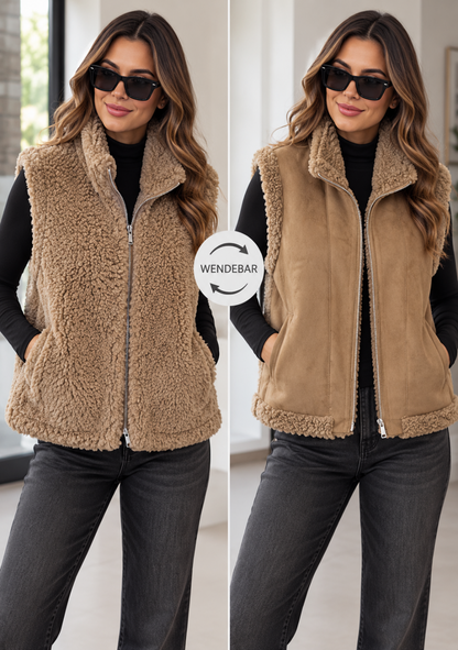 ♡ Wende-Weste Teddy-Wildlederoptik