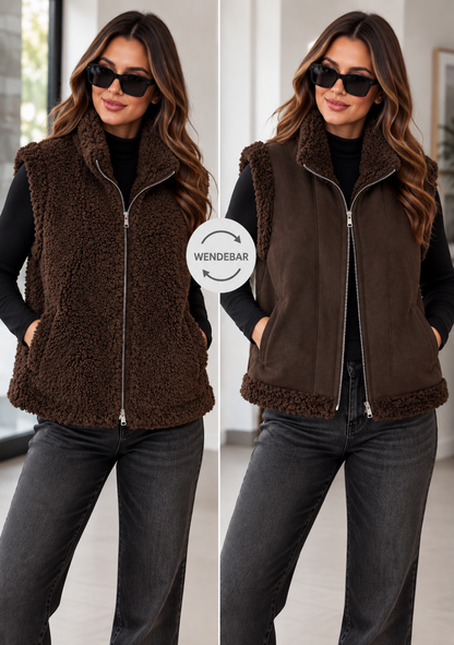 ♡ Wende-Weste Teddy-Wildlederoptik