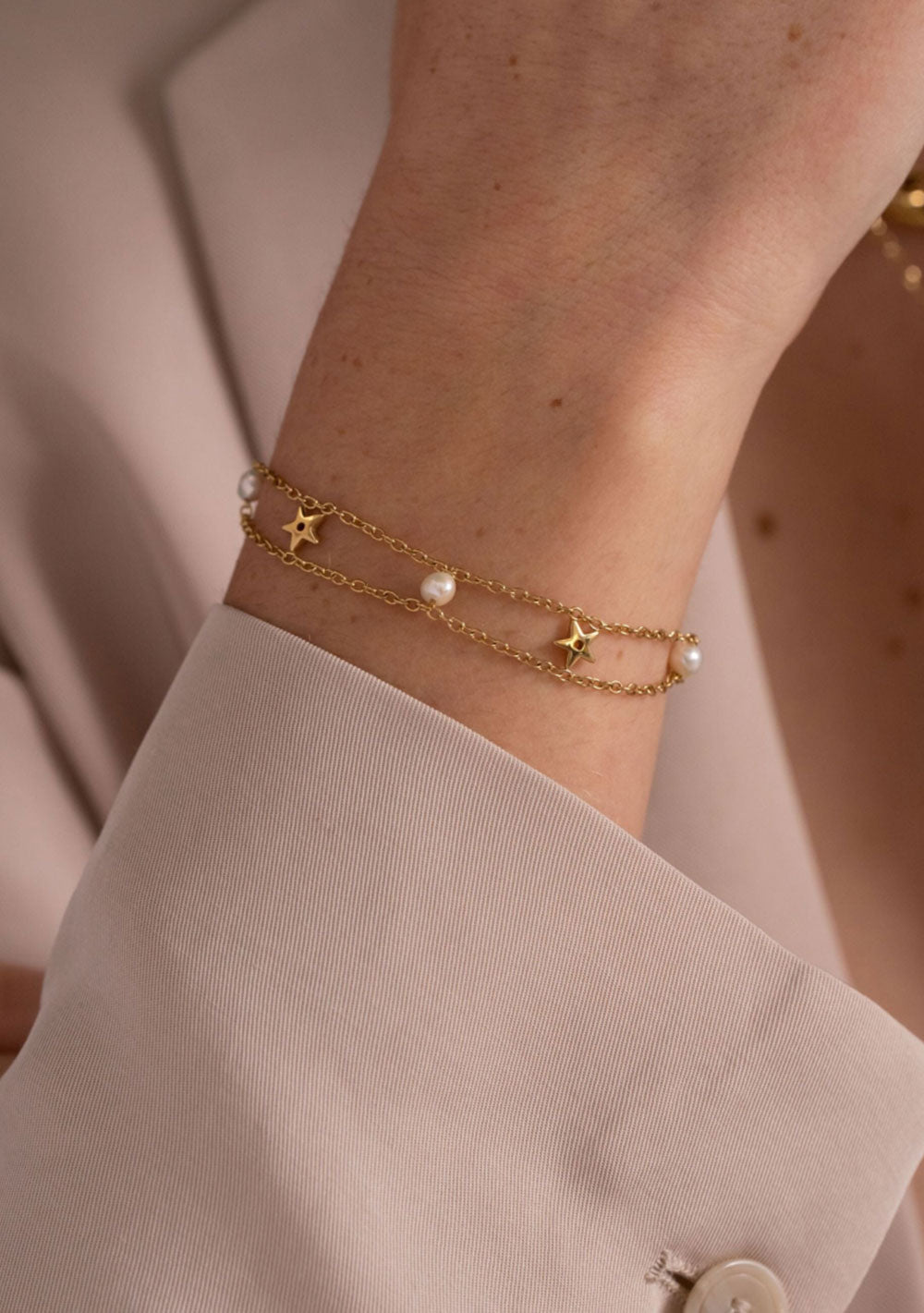 ♡ Doppelarmband mit Sternen und Steinen