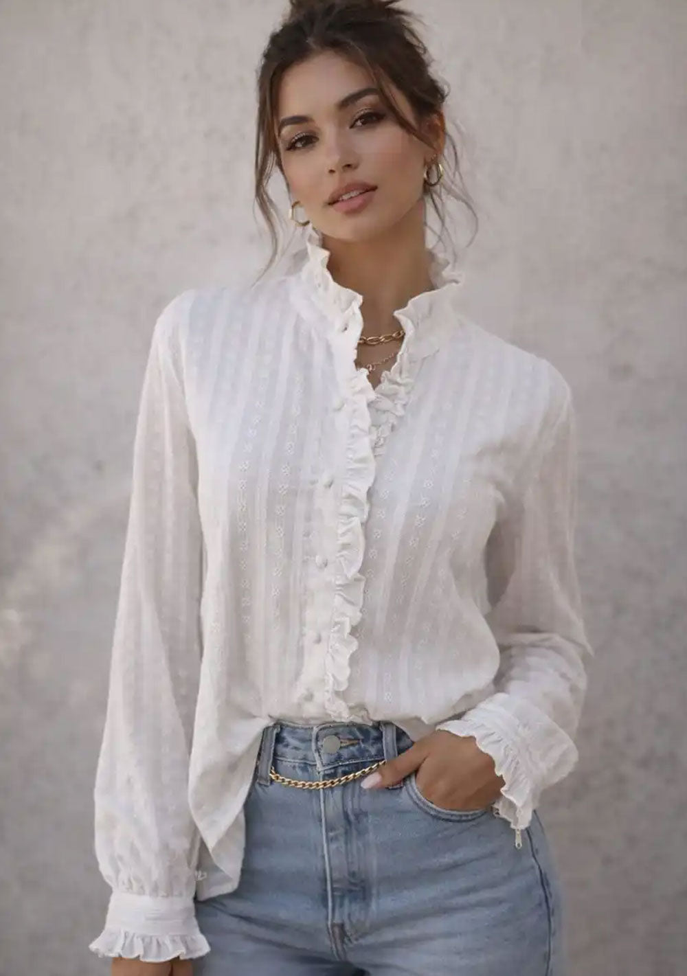 ♡ Rüschenbluse mit Stehkragen
