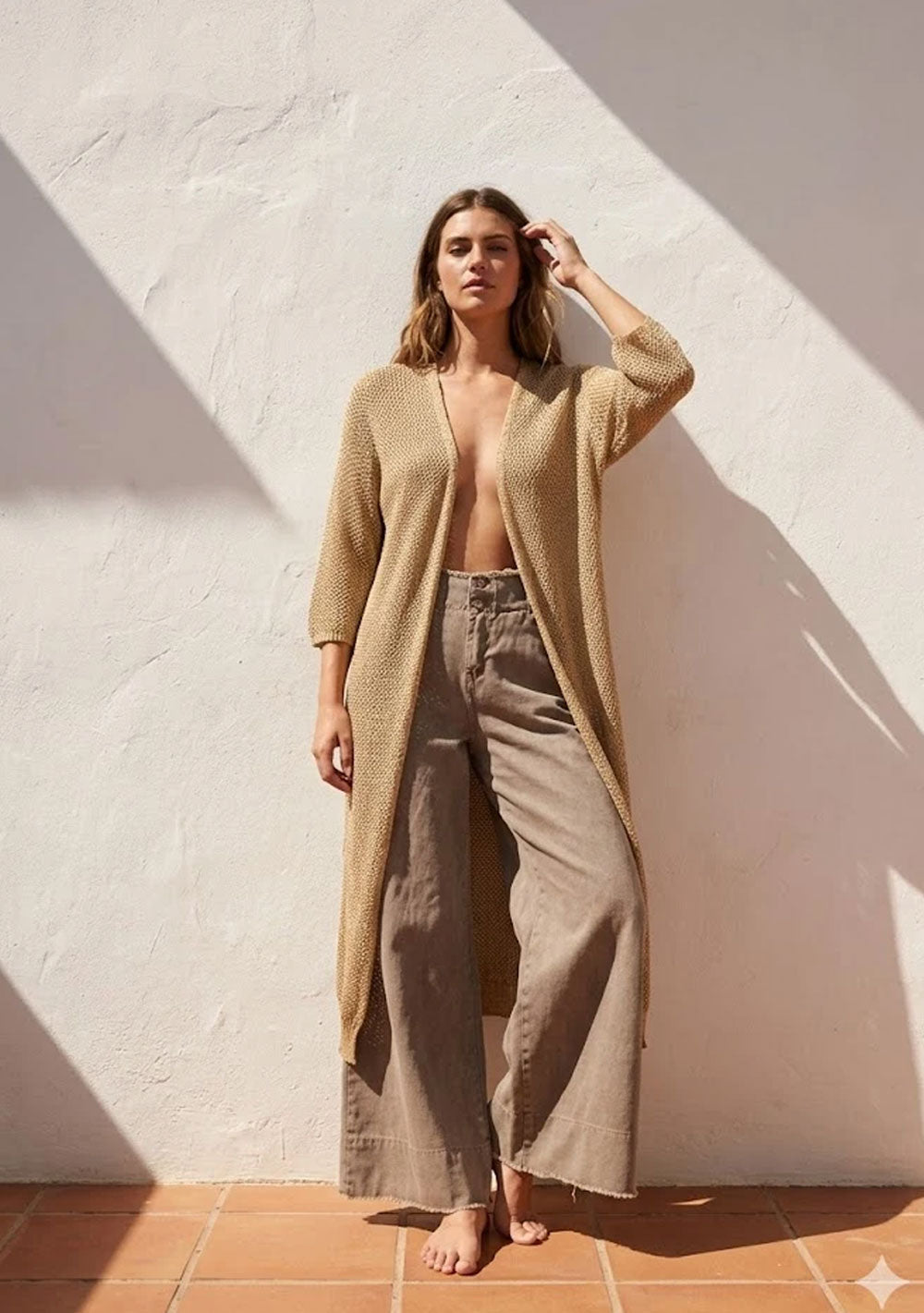 ♡ Langer Cardigan aus feinem Lurex-Strick