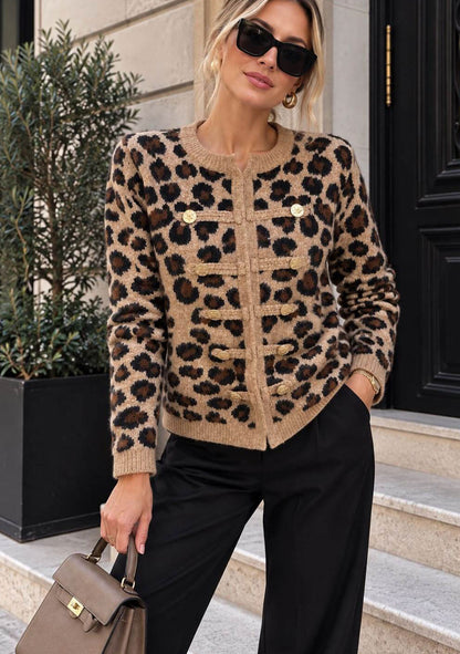 ♡ Strickjacke mit Leopardenmuster
