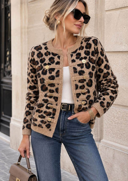 ♡ Strickjacke mit Leopardenmuster