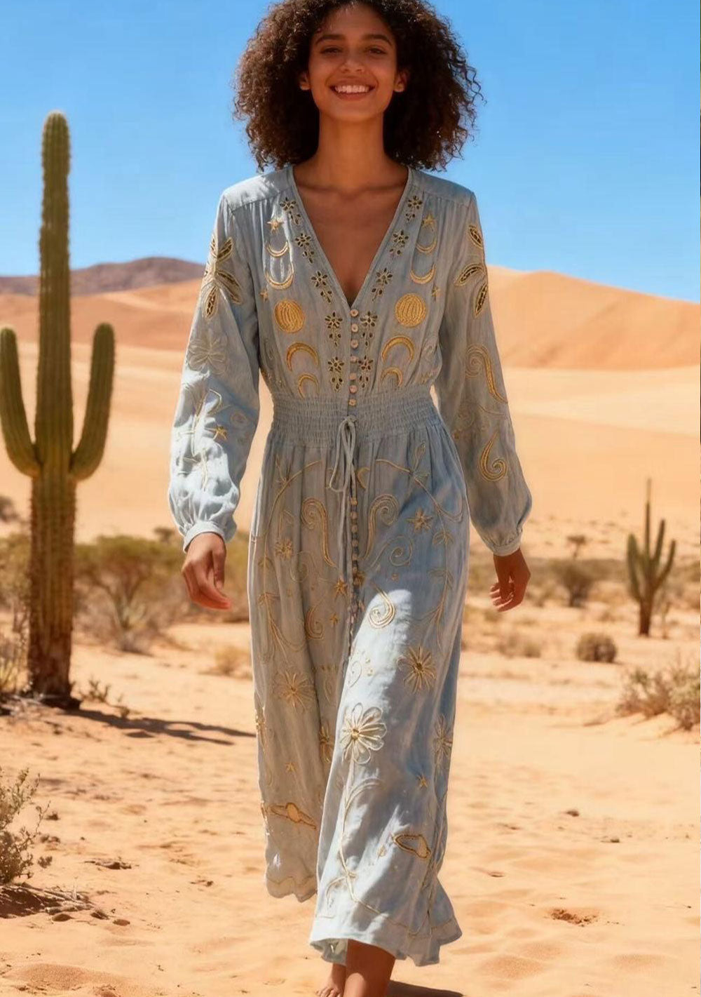 ♡ Maxikleid mit Stickereien