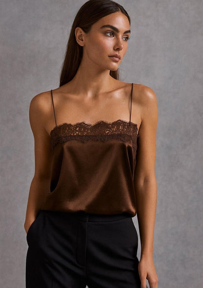 ♡ Satintop mit Spitzenborte