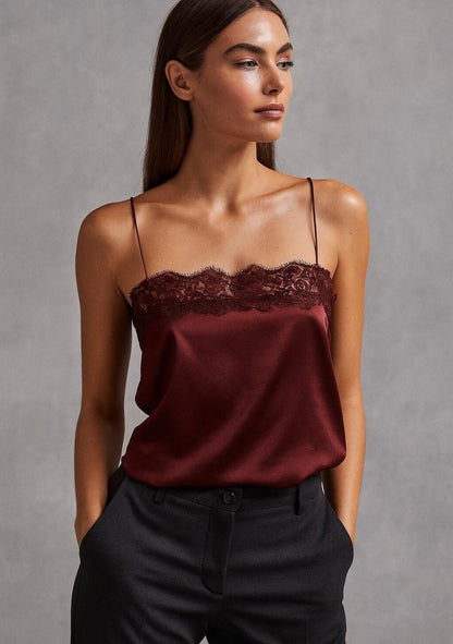 ♡ Satintop mit Spitzenborte