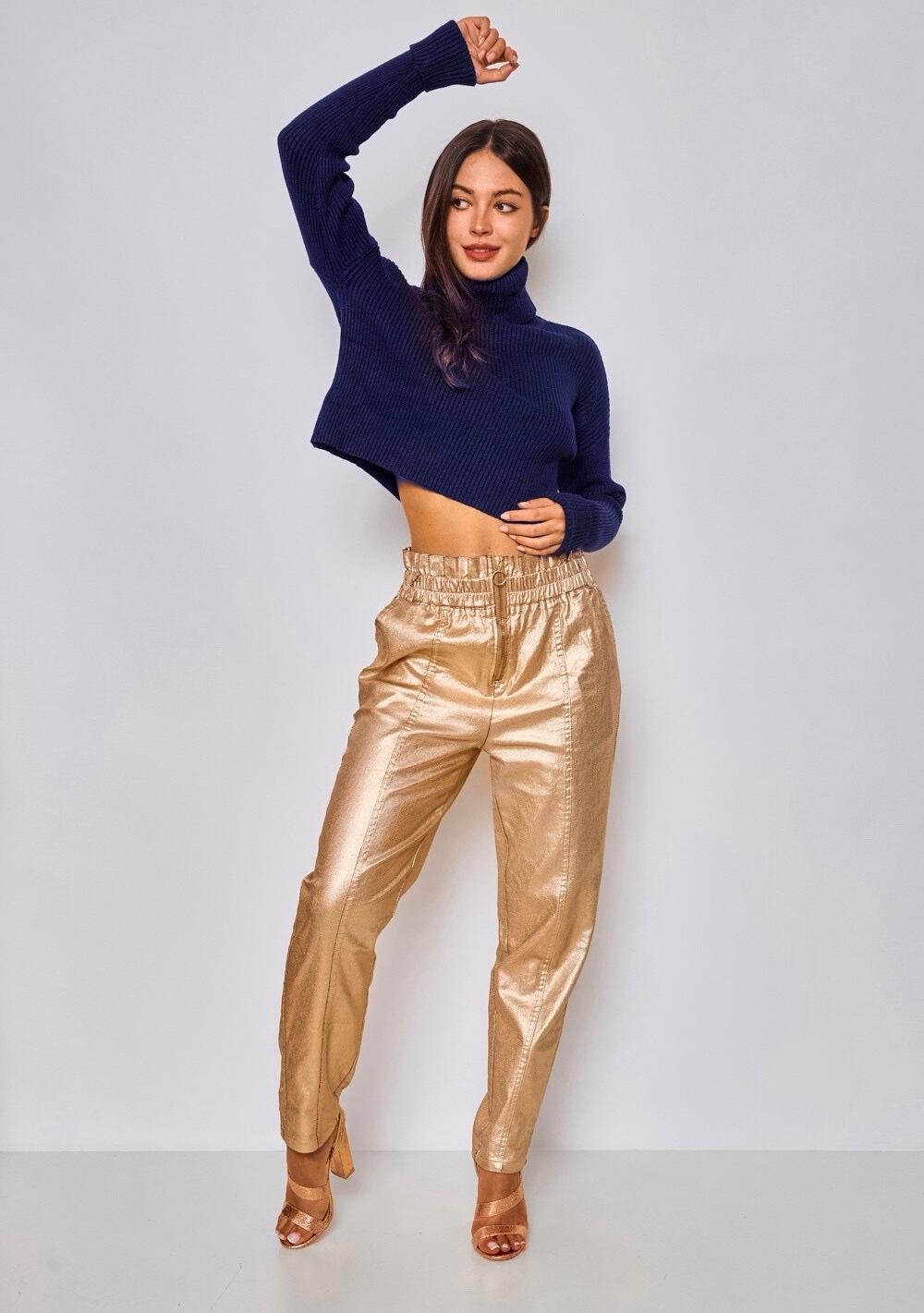 ♡ Rippstrick-Rollkragen Pullover, kurz