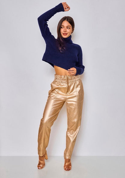 ♡ Rippstrick-Rollkragen Pullover, kurz