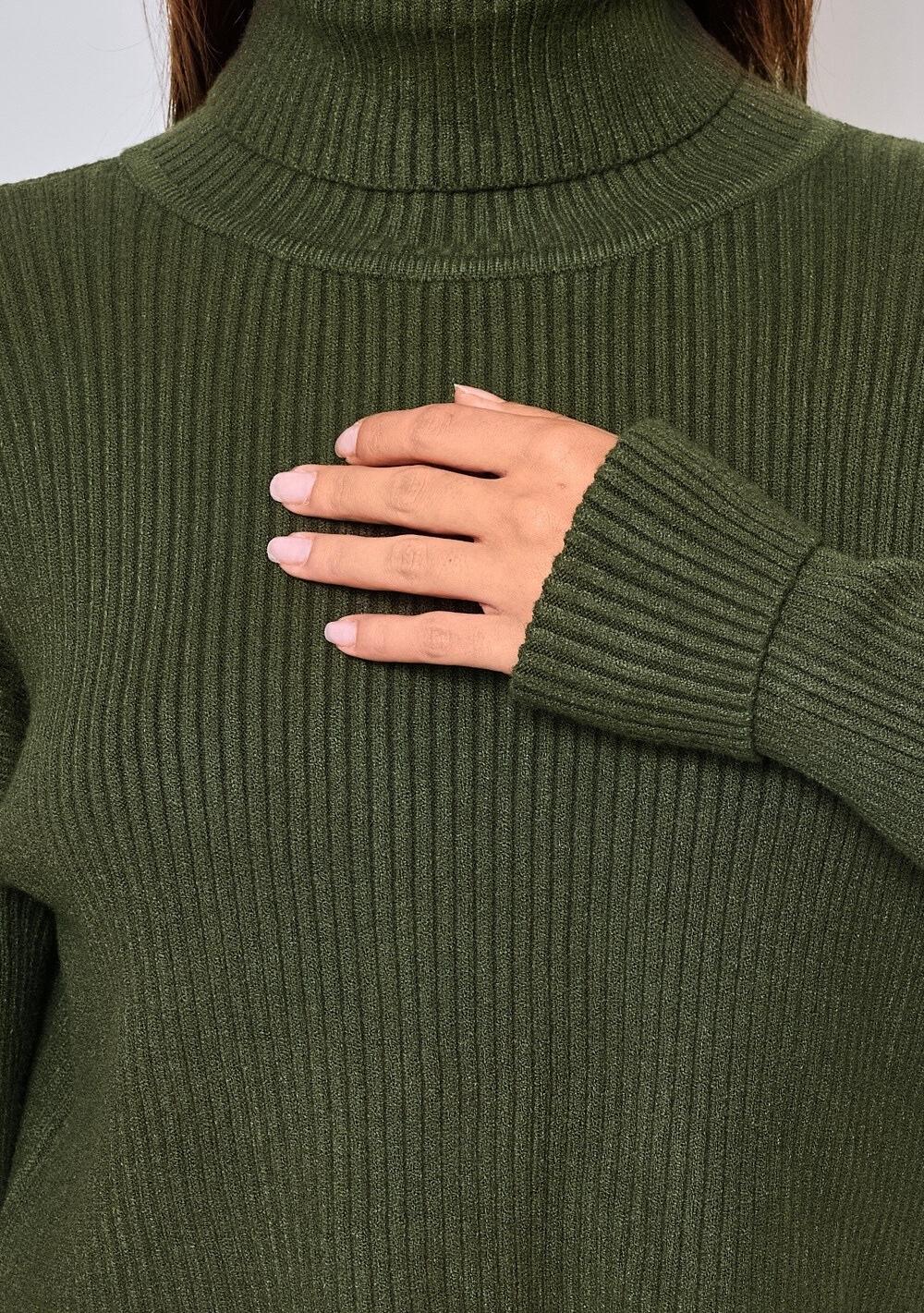 ♡ Rippstrick-Rollkragen Pullover, kurz