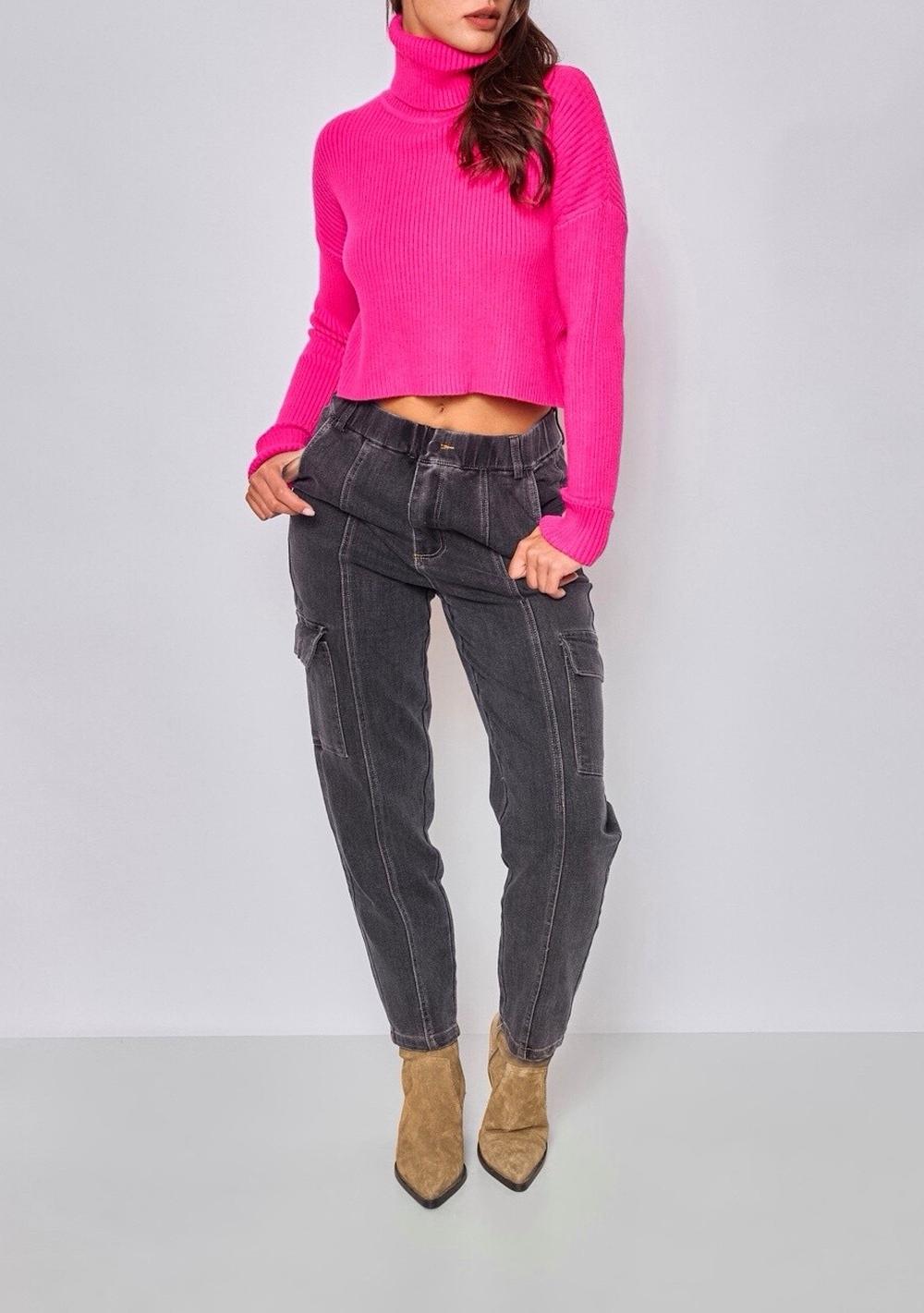 ♡ Rippstrick-Rollkragen Pullover, kurz