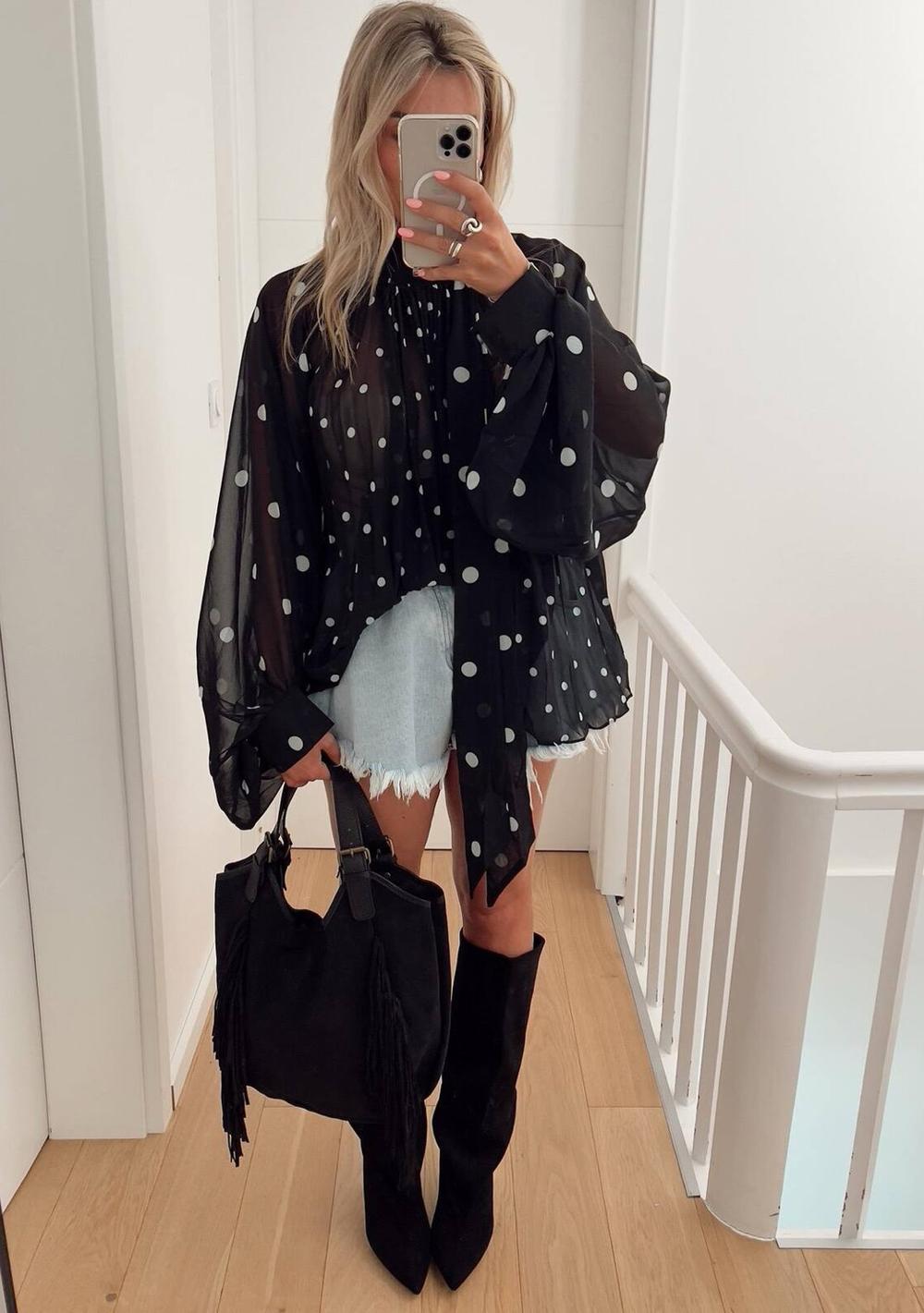 ♡ Bluse mit Schluppe und Dots