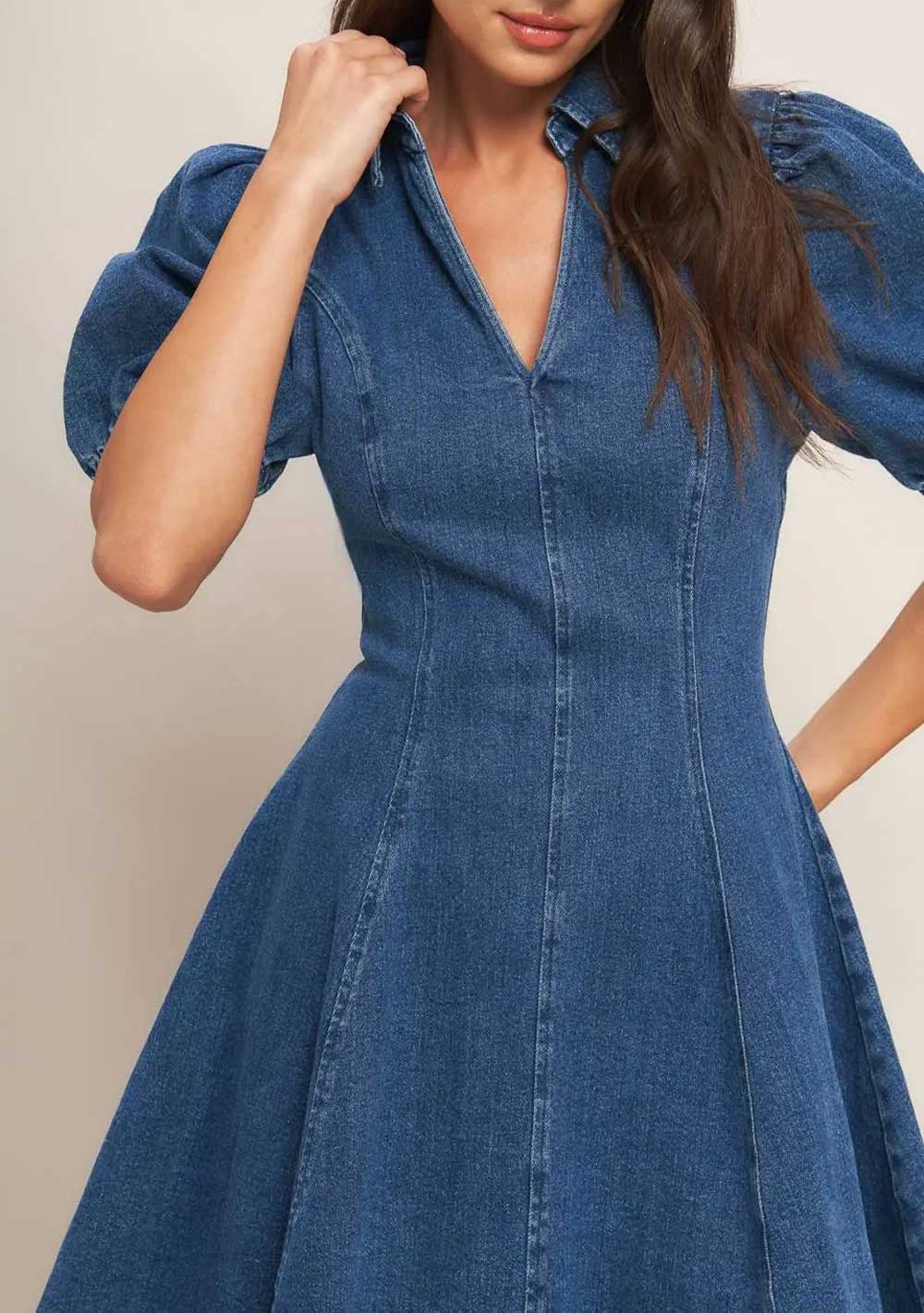 ♡ Jeanskleid kurz mit Puffärmeln