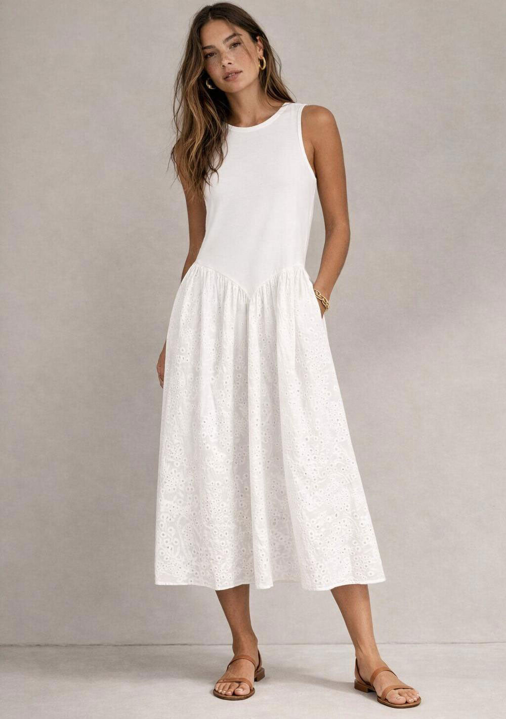 ♡ Midikleid mit Lochstickerei