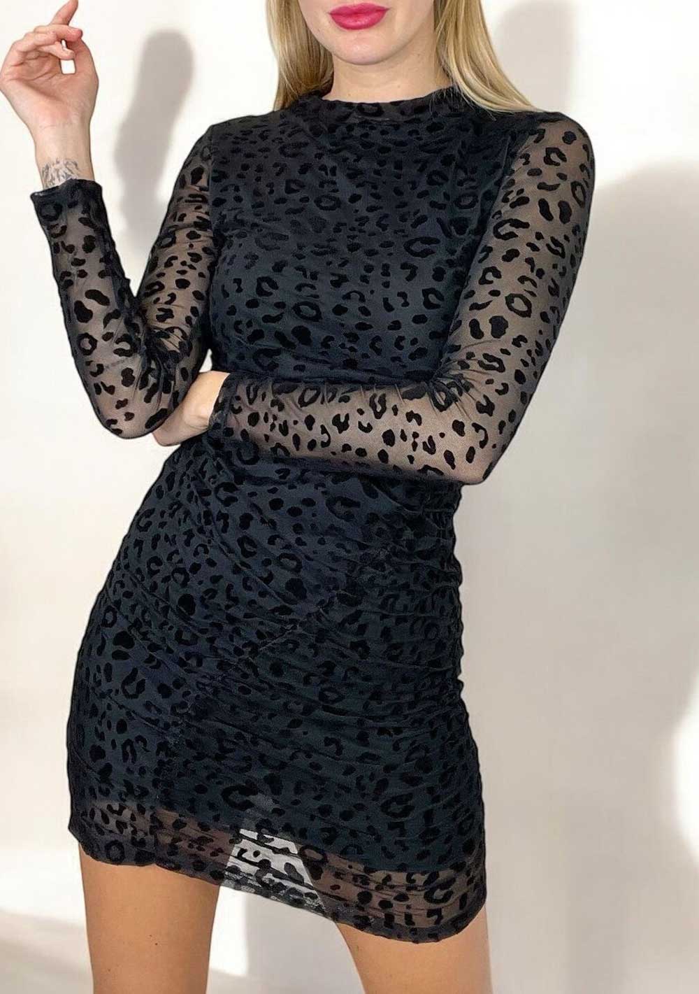 ♡  Minikleid aus Mesh mit Leoprint