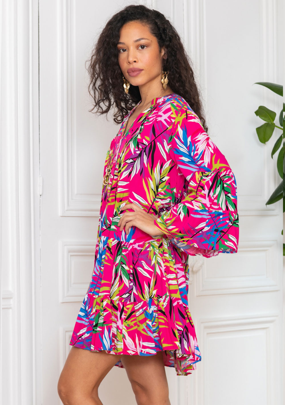 ♡ Tunikakleid mit Tropical-Print