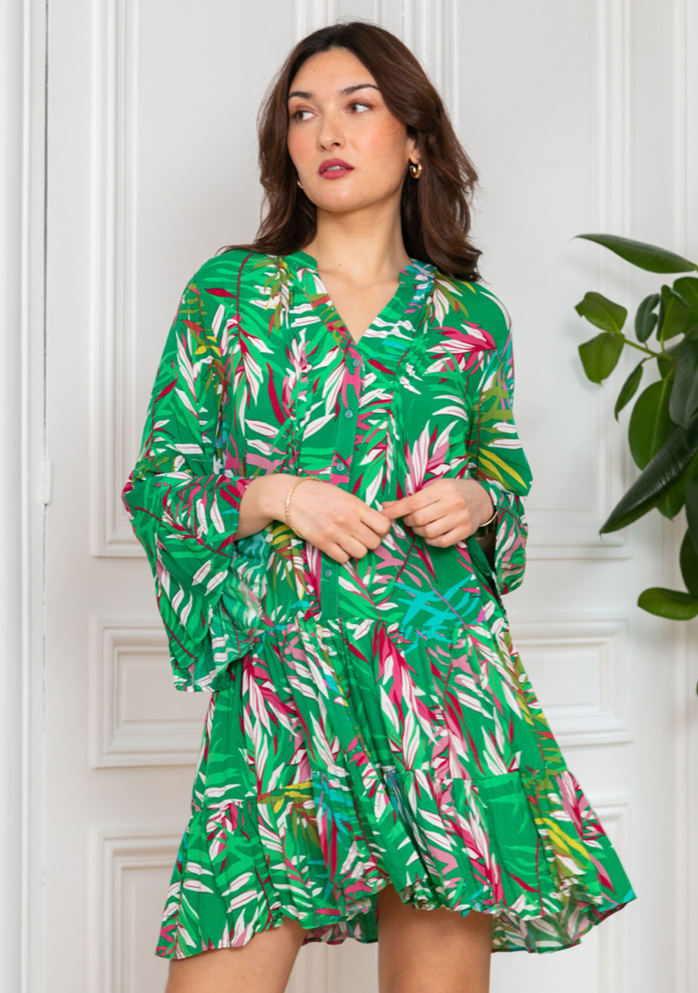 ♡ Tunikakleid mit Tropical-Print