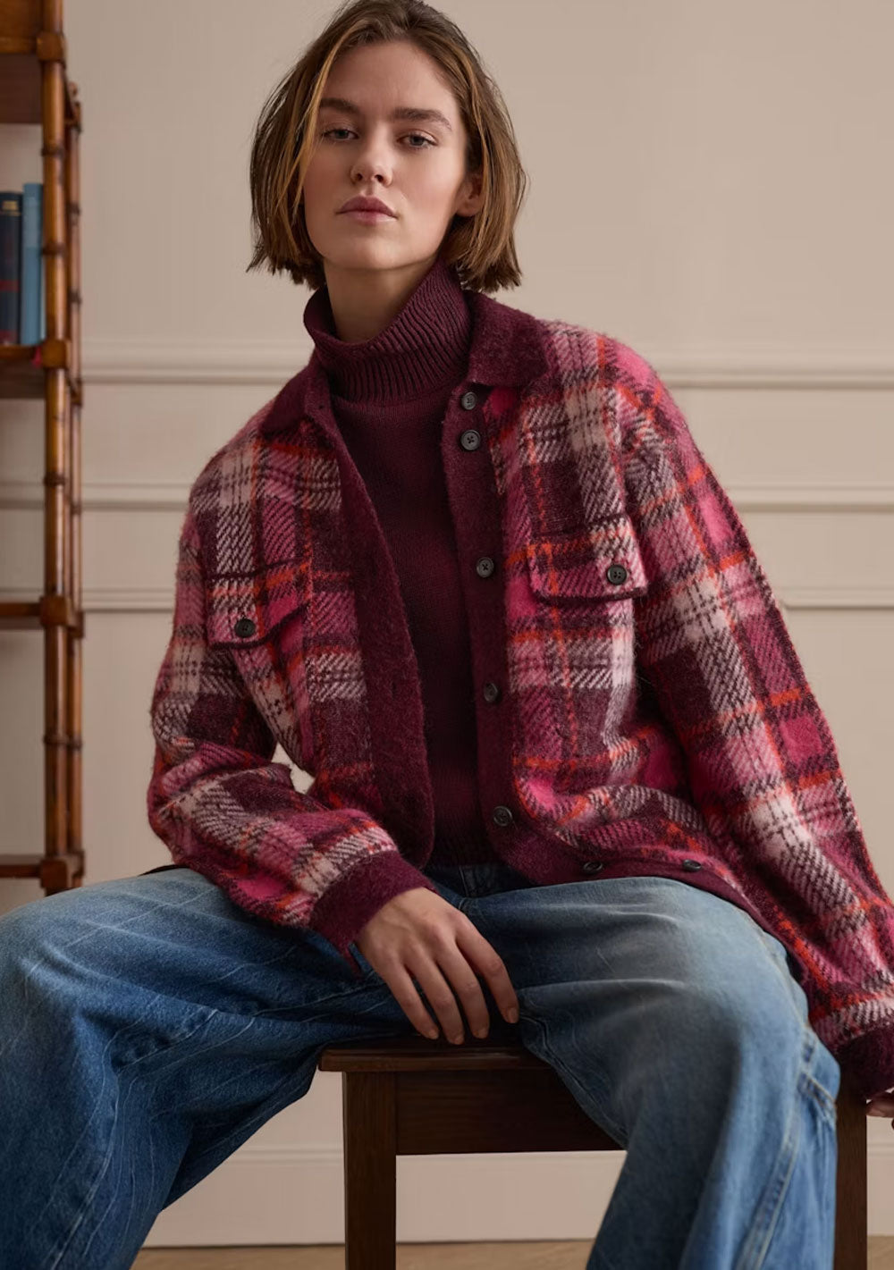 ♡ Halbarm-Pullover mit Stehkragen