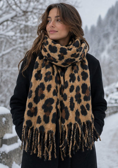 ♡ Leoparden-Schal mit Fransen