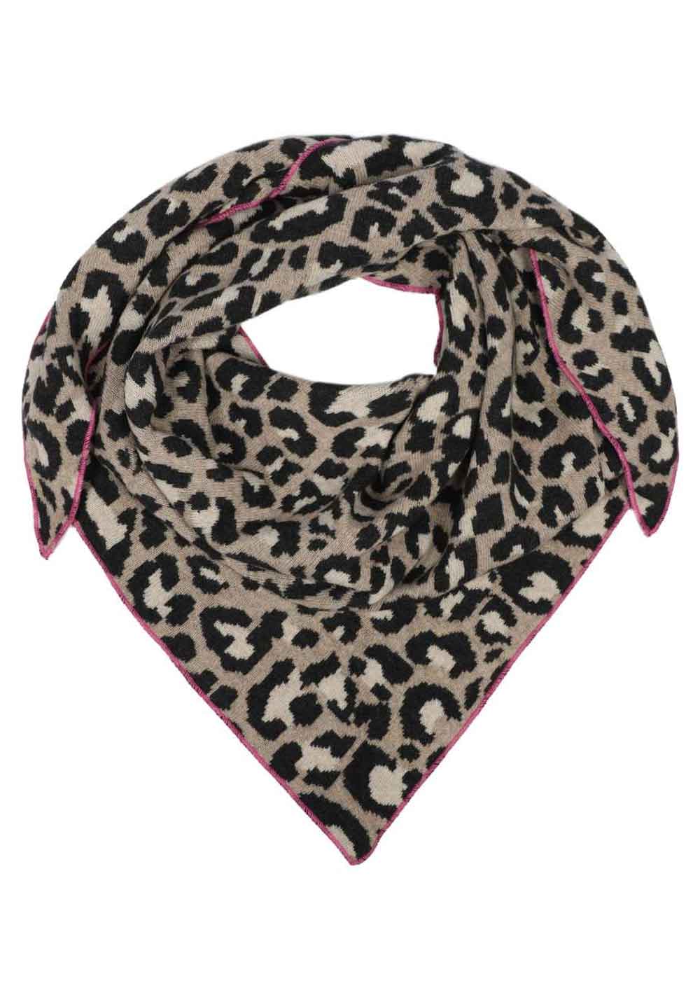 ♡ Dreieckstuch, Leopardenprint, Pink-Bordüre