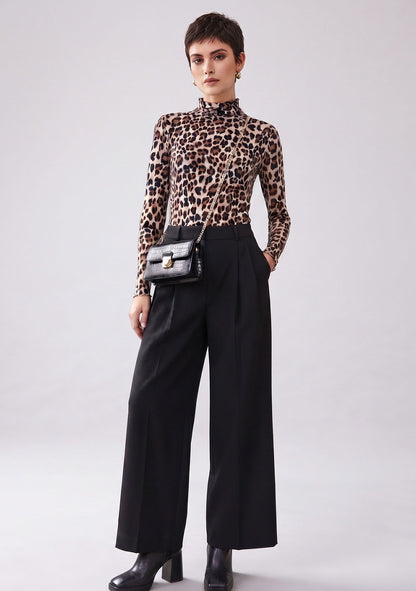 ♡ Rollkragen Pullover mit Leoprint und Kaschmir