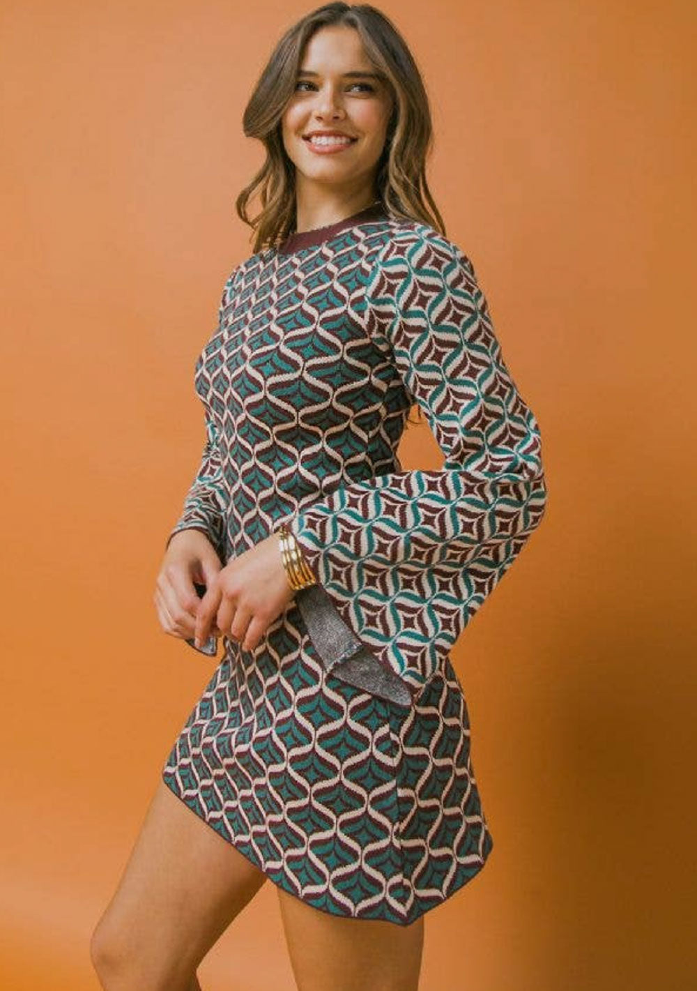 ♡ Mini-Kleid aus Jacquard-Strick