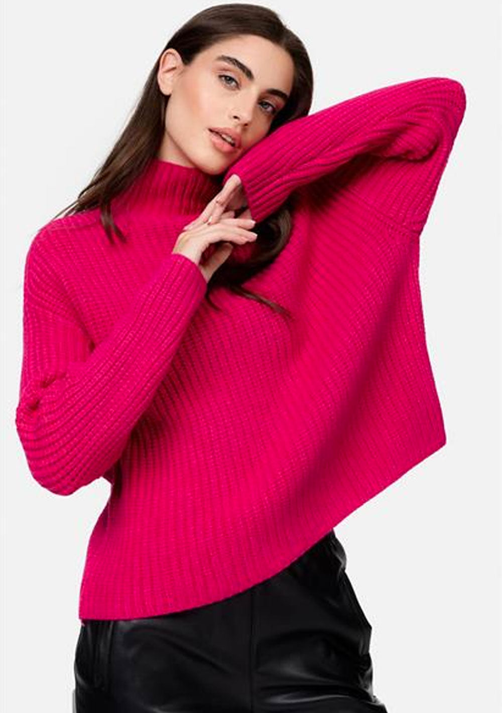♡ Grobstrick-Pullover mit Stehkragen