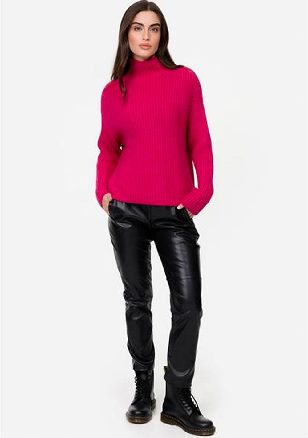 ♡ Grobstrick-Pullover mit Stehkragen