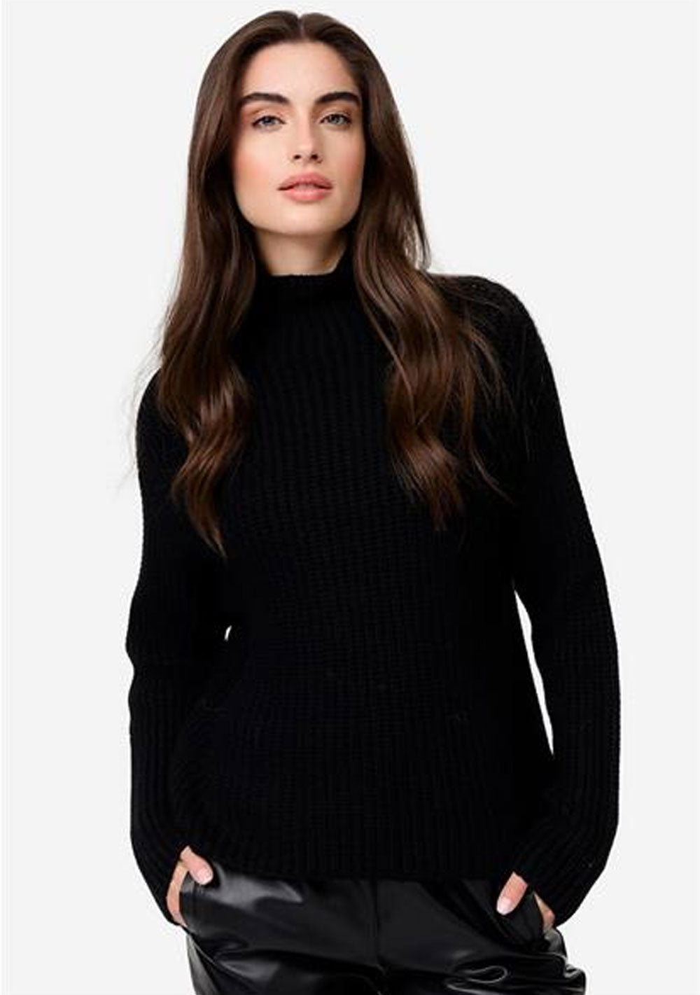 ♡ Grobstrick-Pullover mit Stehkragen