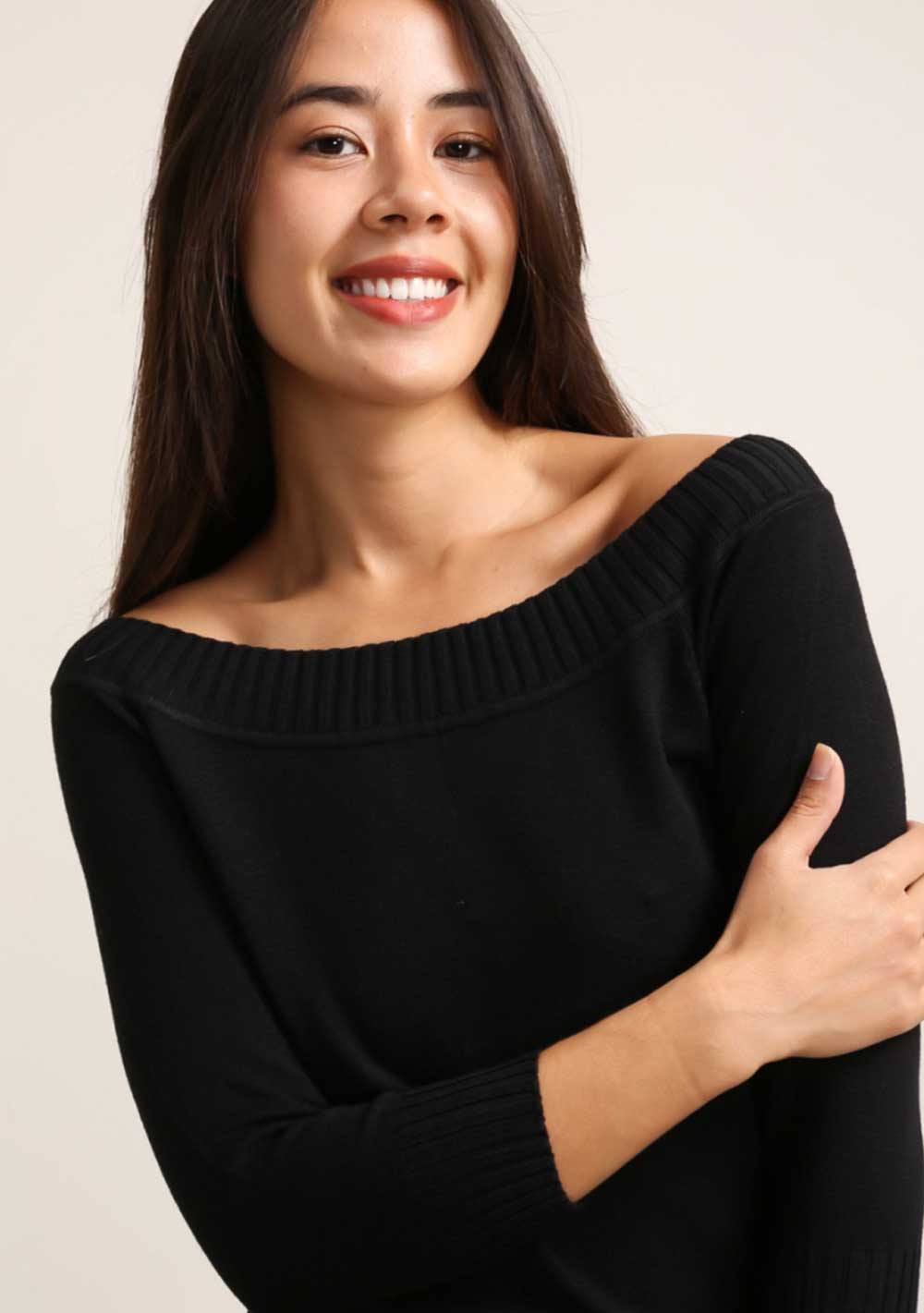 ♡ Strickpullover mit U-Boot Ausschnitt