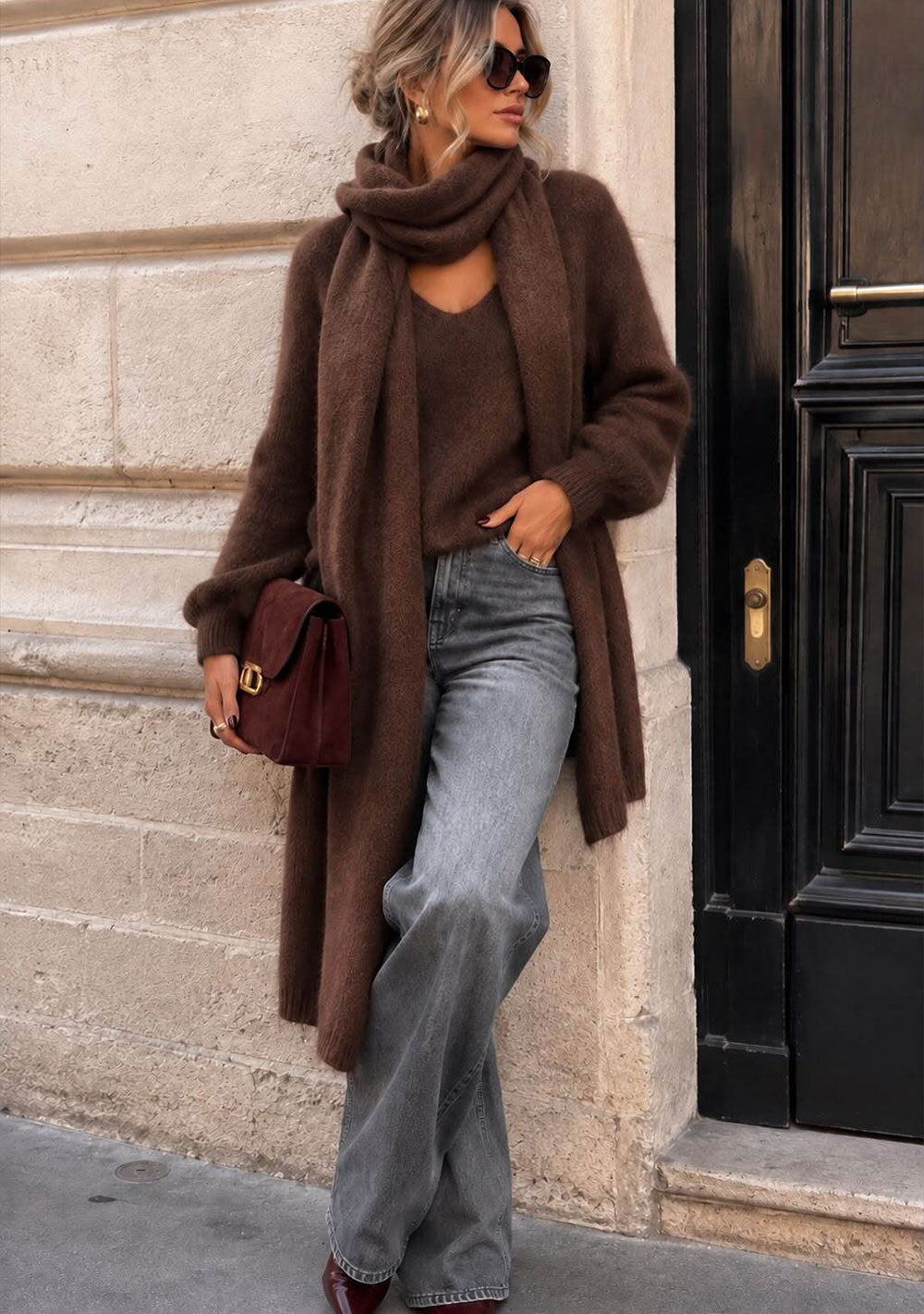 ♡ Pullover aus Weichem Strick mit Passendem Langem Schal