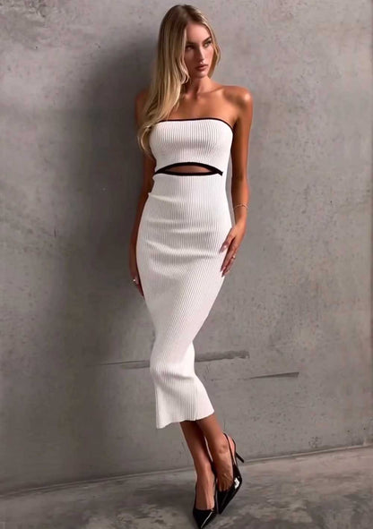♡ Midikleid aus Rippstrick mit Cut-Out
