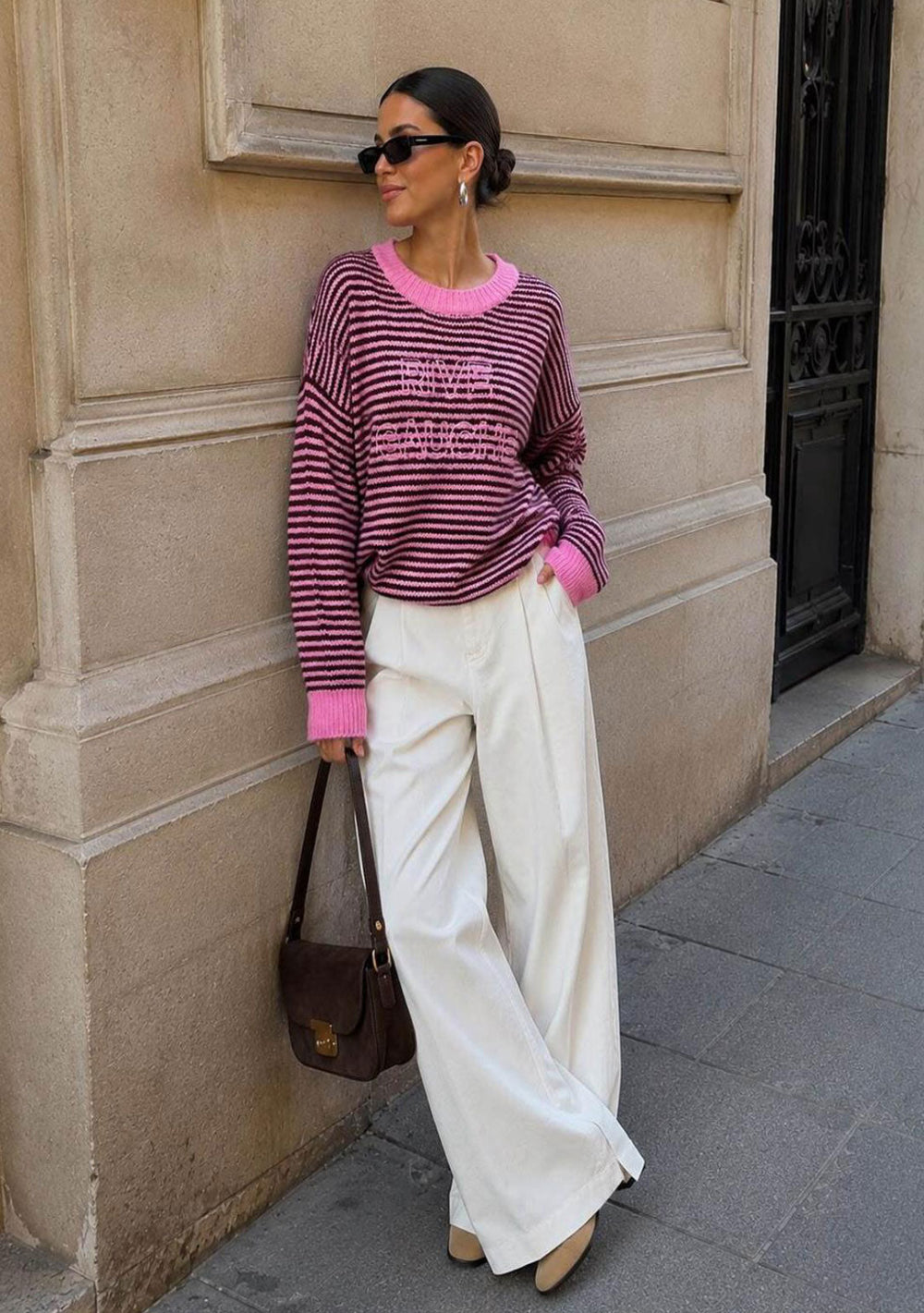 ♡ Oversize-Marinestreifen-Pullover mit Stick