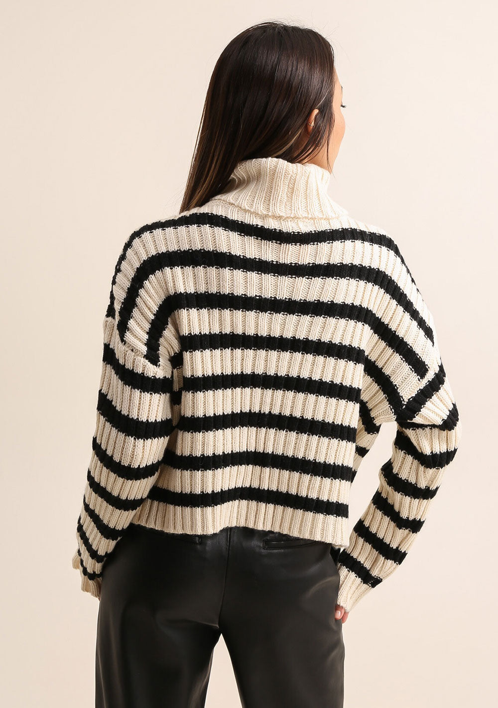 ♡  Gestreifter Rollkragen Pullover