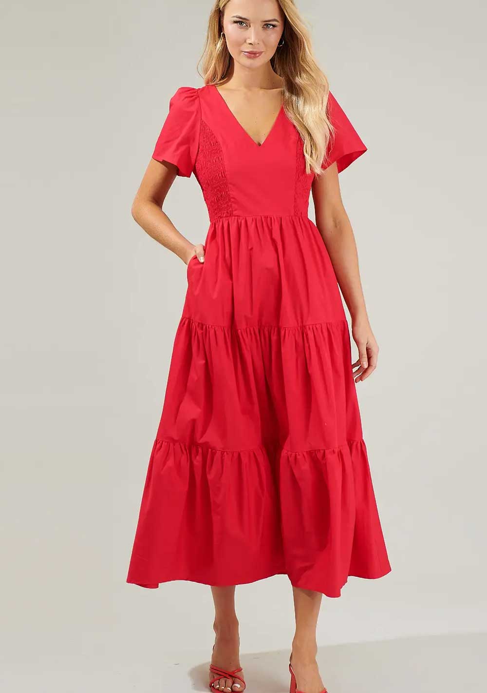 ♡ Midikleid, gesmokte Taille