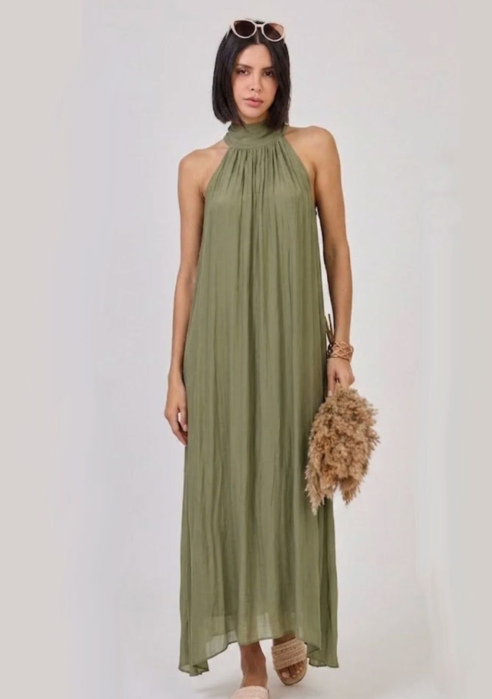 ♡ Neckholder Kleid, Seidenmix