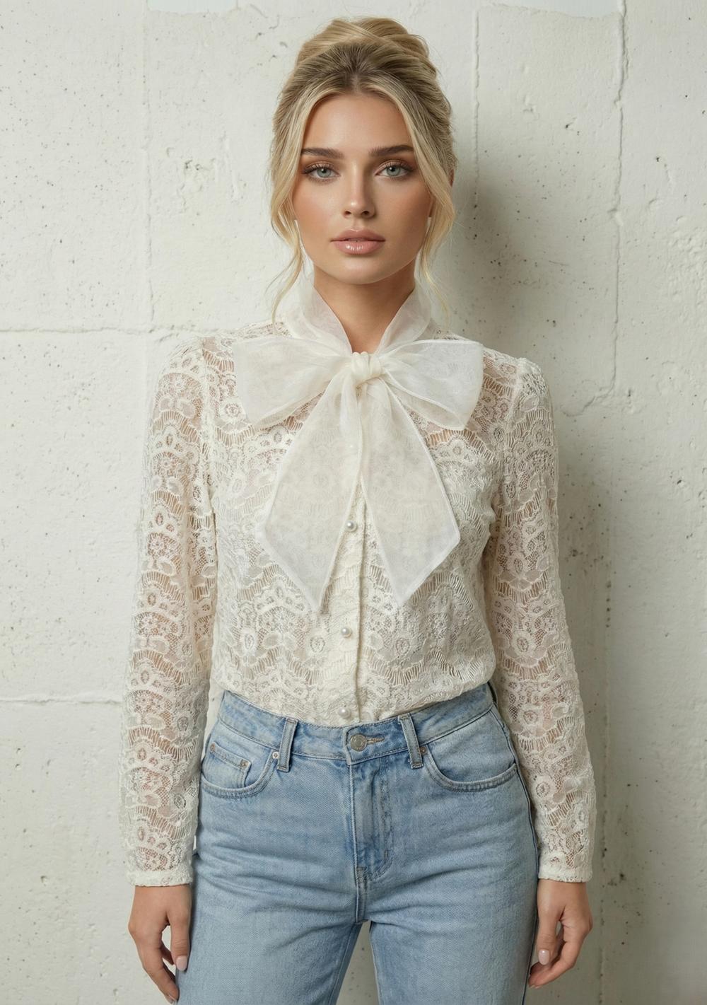 ♡ Spitzenbluse mit Schluppe