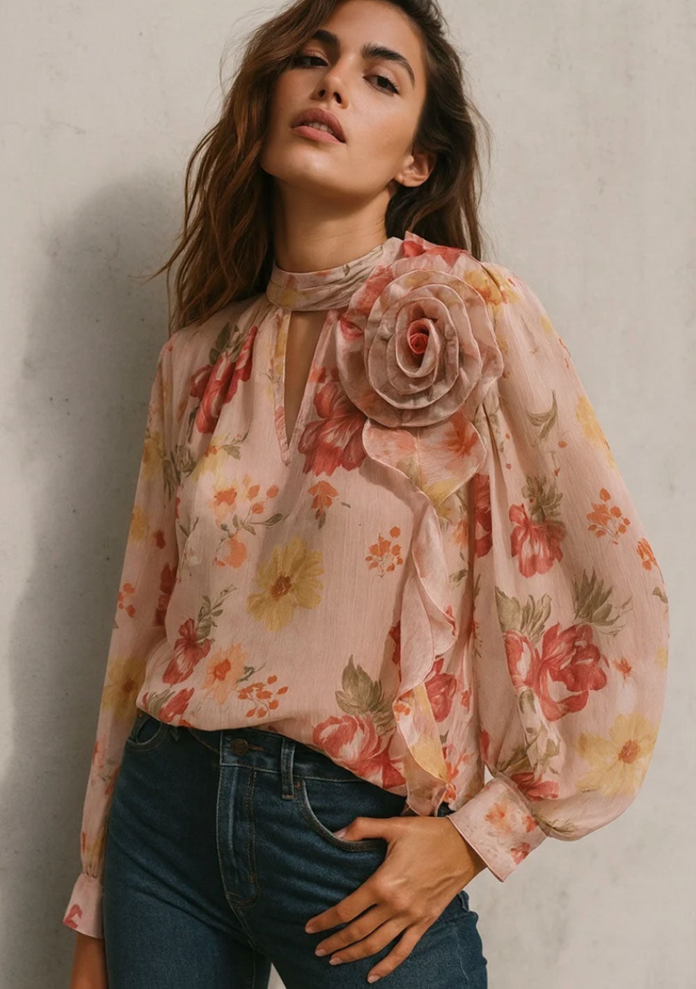 ♡ Chiffonbluse mit Blumenmuster