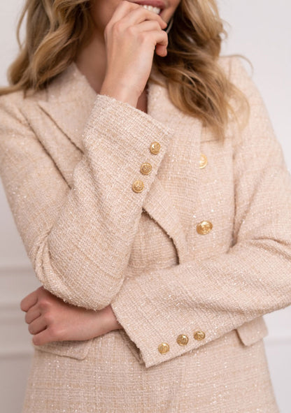 ♡ Blazer aus Bouclé-Tweed mit goldenen Knöpfen