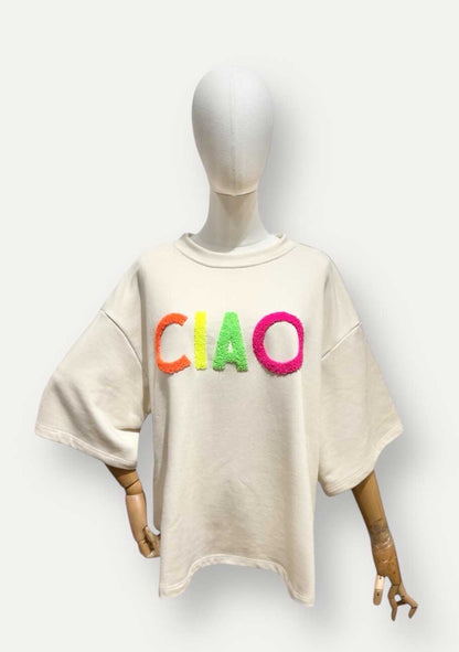 ♡ Kurzarm-Shirt mit Frottee Print