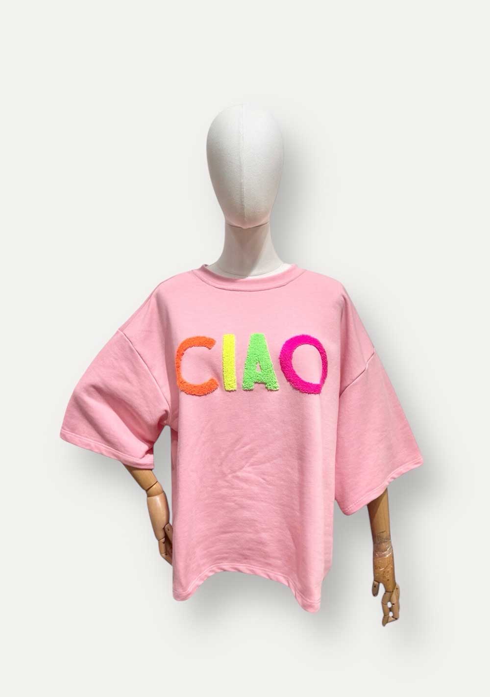 ♡ Kurzarm-Shirt mit Frottee Print