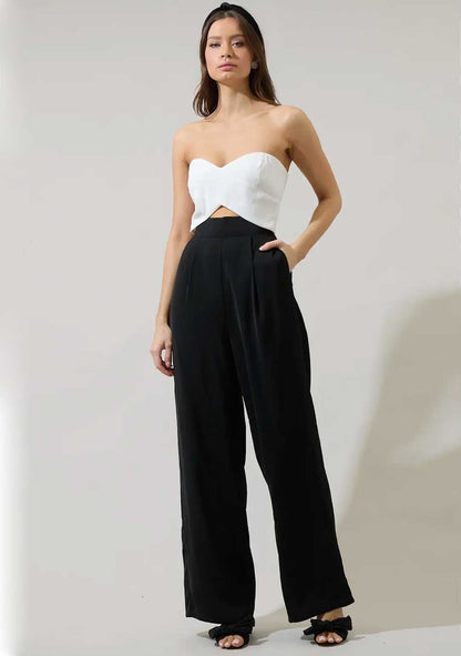 ♡ Jumpsuit Cut Out, Schwarz/Weiß