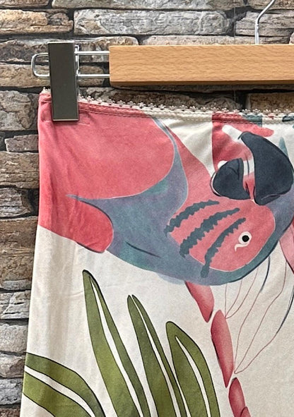 ♡ Midi Satin-Rock, Palmenprint