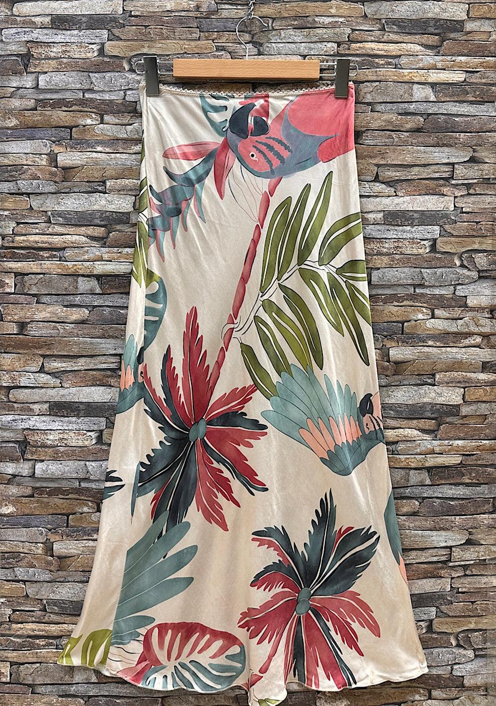 ♡ Midi Satin-Rock, Palmenprint