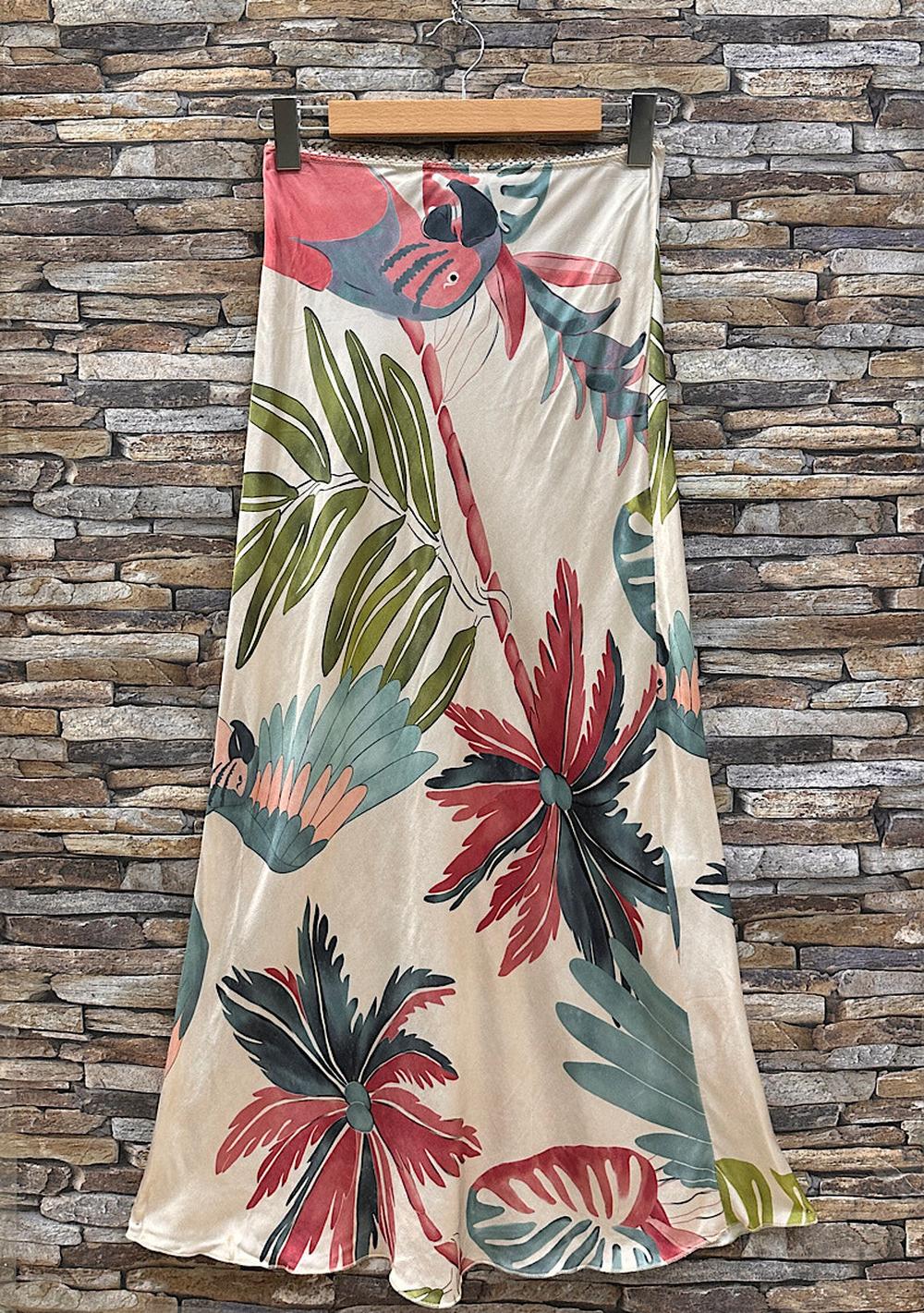 ♡ Midi Satin-Rock, Palmenprint