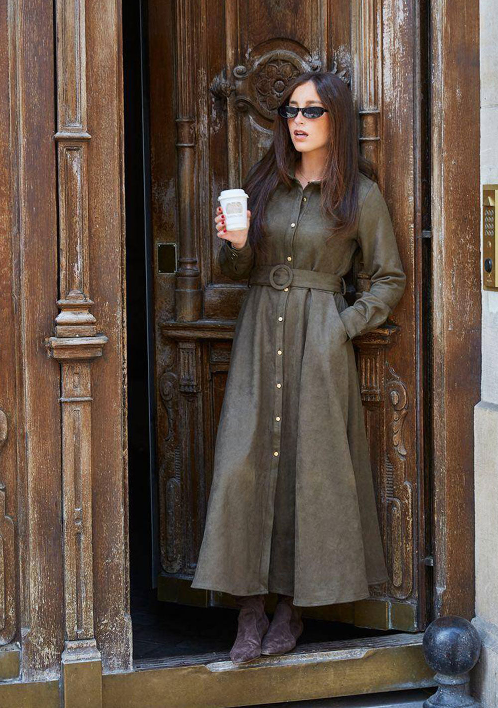 ♡ Langes Hemdkleid in Wildlederoptik